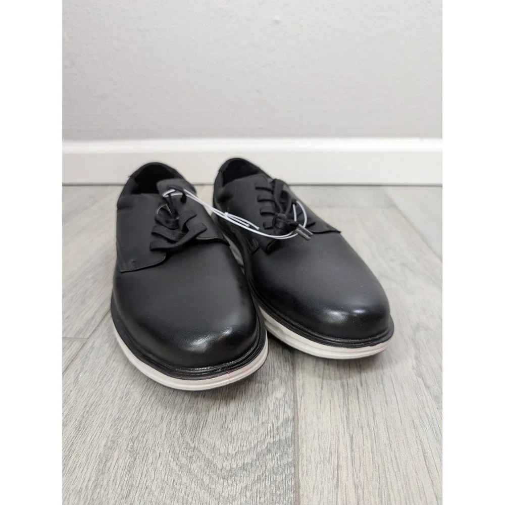 Lands' End Sport Oxford Shoes Mens Size 13 Black‎ Faux Leather Casual Sneaker